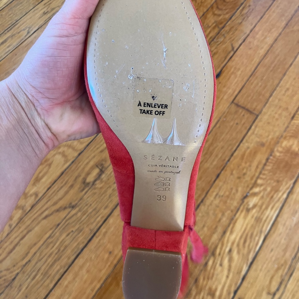 Sezane coral pumps with ballet ties size 8 NWOT - Picture 5 of 8